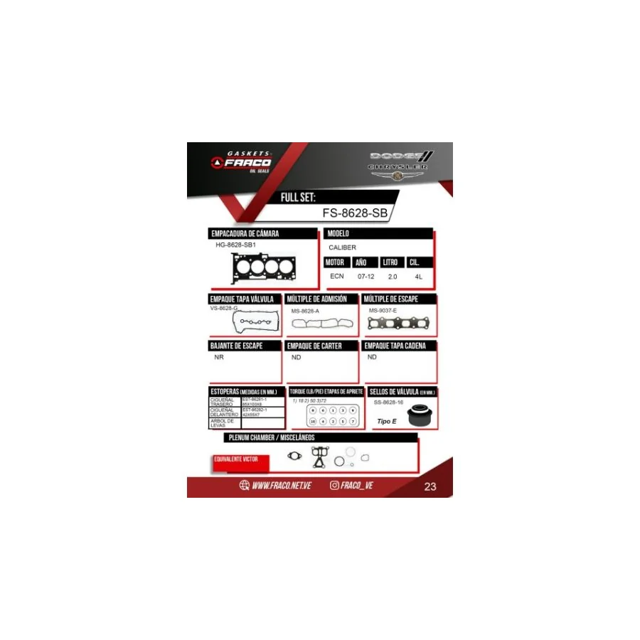 EMP.MOTOR CALIBER 2.0lts 4L ECN 07-12 | PM