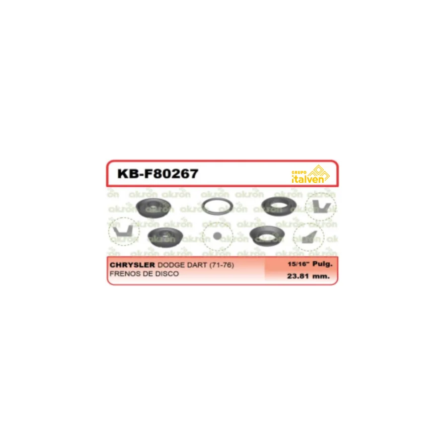 KIT GOMA BOMBA FR.DART 71> 15/16"F/Disco | Consultar aplicacion